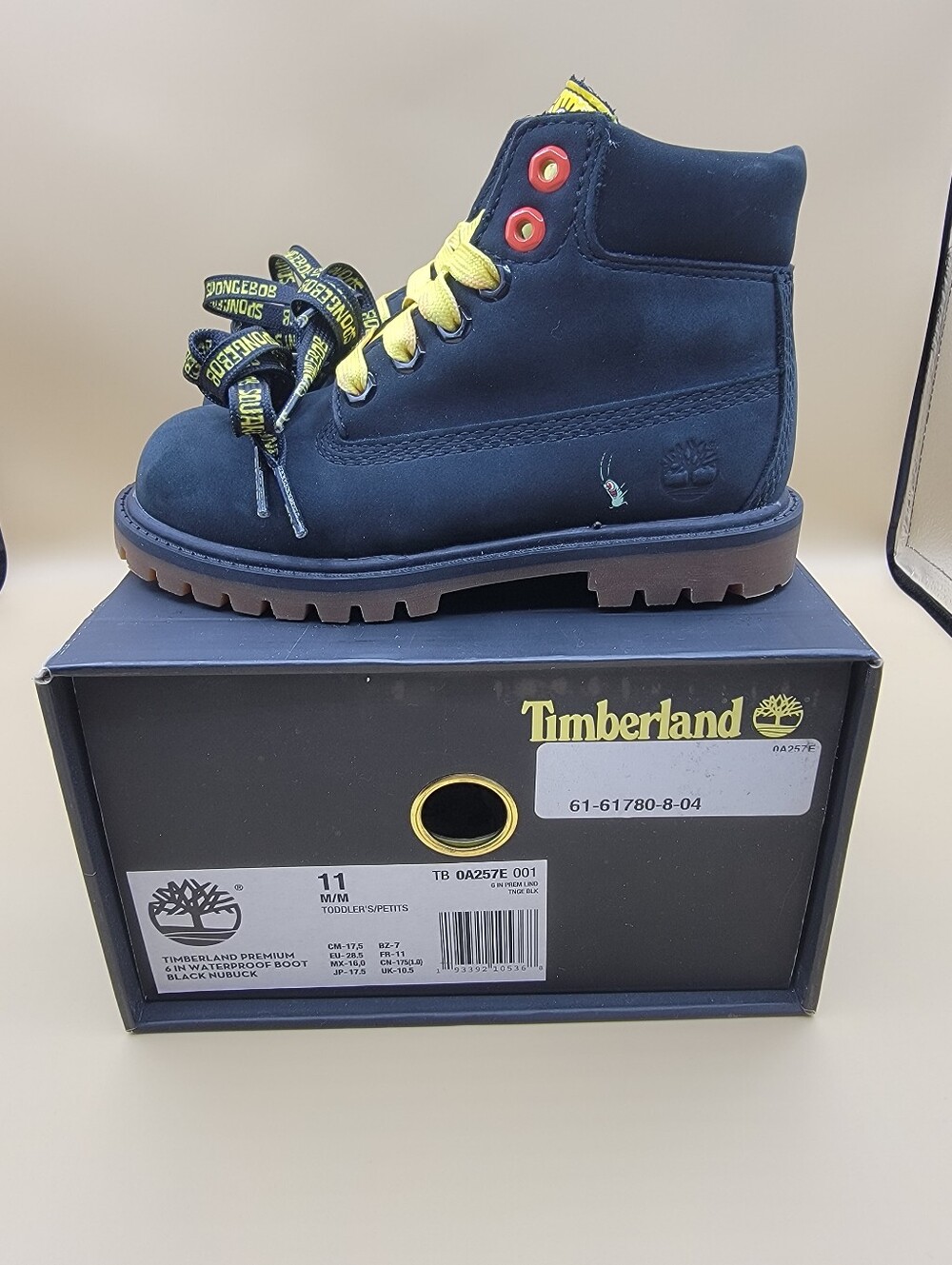 Timberland X SpongeBob Premium 6in Waterproof Boot Toddler's Size 11C Black